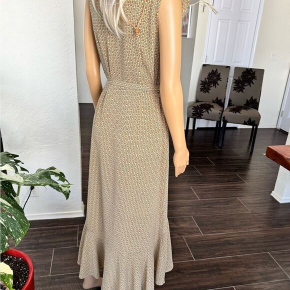 Max Studio Patterned Ruffle Wrap Midi Dress sz M EUC - Picture 9 of 12